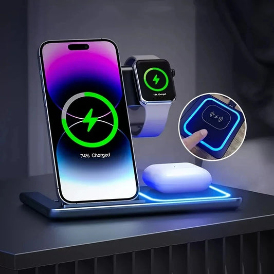 30W 3-in-1 Magnetic Wireless Charging Station for iPhone, Apple Watch, and AirPods