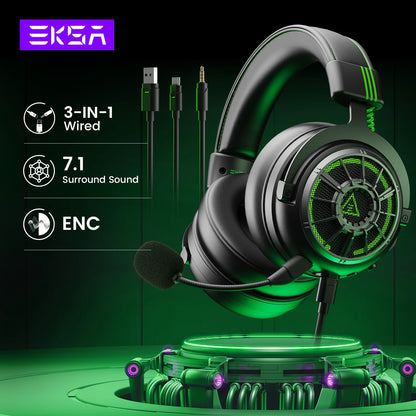 black "EKSA StarEngine Pro Gaming Headset with Detachable Microphone and 7.1 Surround Sound"
